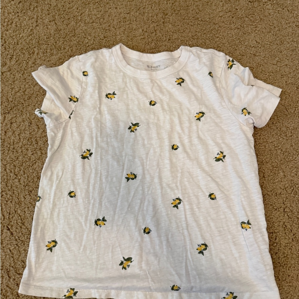 Old Navy White and Yellow Short Sleeve Tee